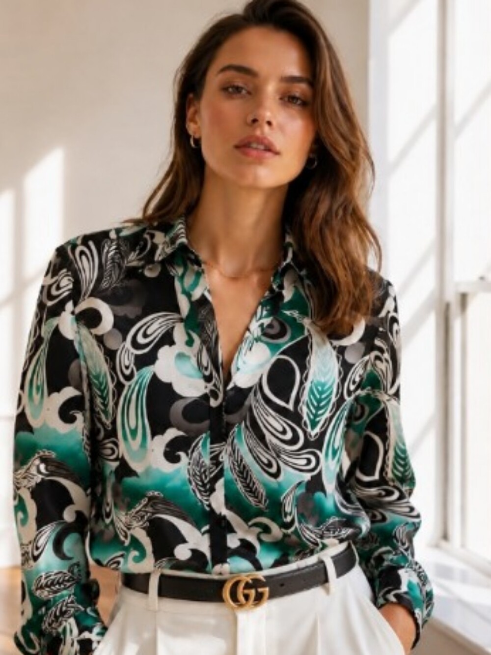 East 5th Black and Teal Swirl Button-Down Shirt